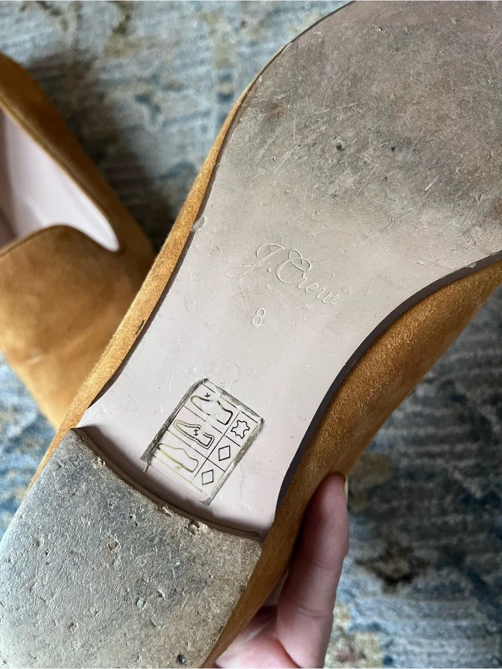 J. Crew Mustard Suede Smoking Slippers Size 8